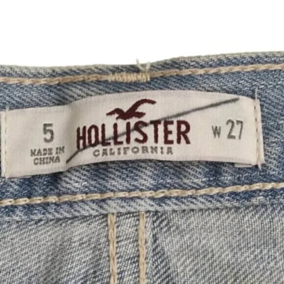 Hollister High Rise Jean Shorts Light Wash Distressed Blue Size 27 - Picture 6 of 10